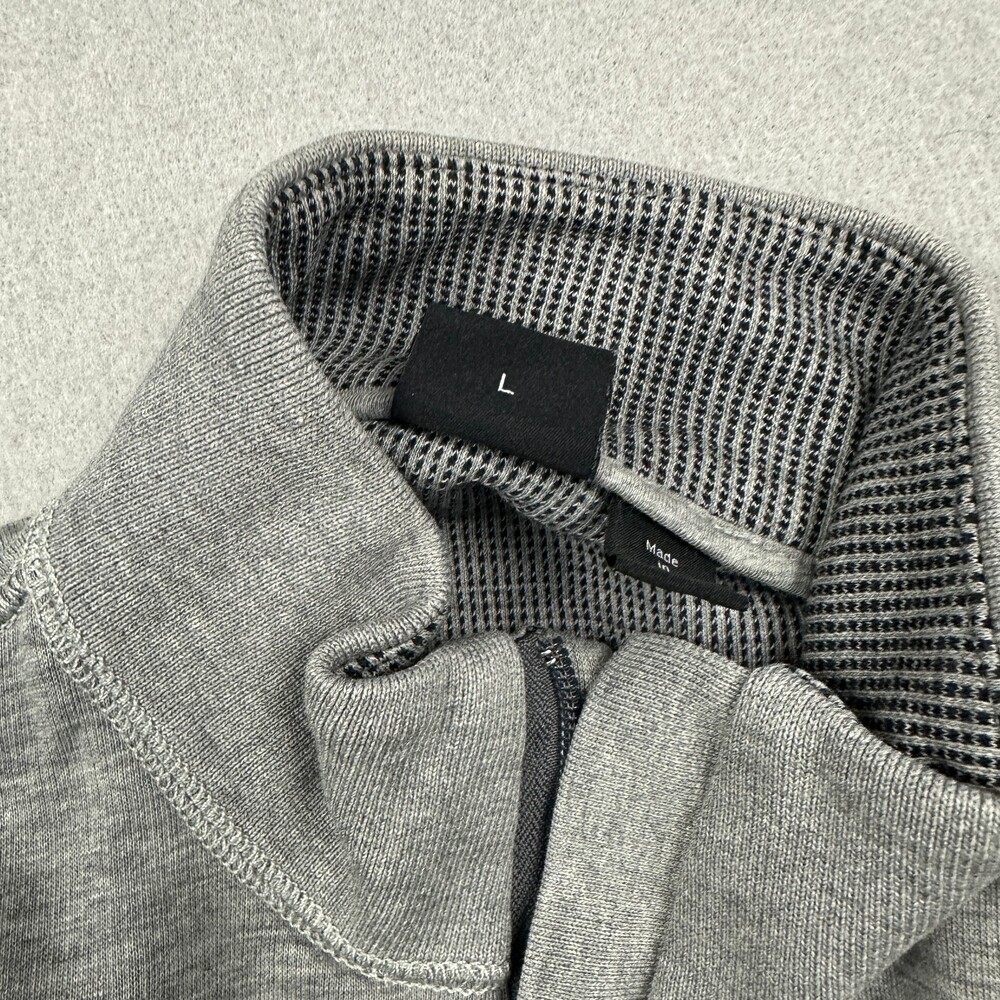 BOSS Hugo Boss Sweater Men Large Gray 1/4 Zip Elbow Patch Cotton Pullover L - Picture 6 of 11
